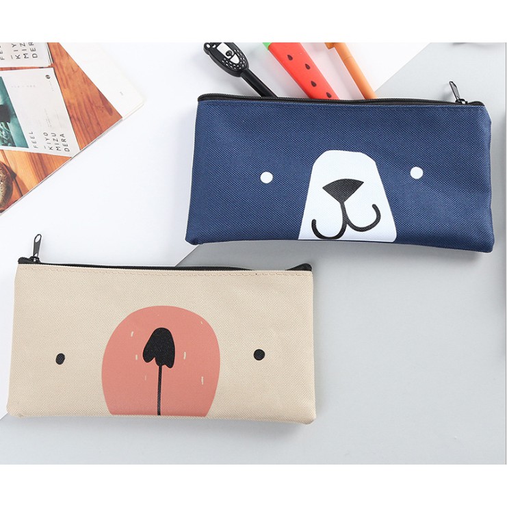 Tempat Pensil WAJAH ANJING / Tempat Alat Tulis Motif Gambar DOG FACE ANJING LUCU / Tepak Pensil Lucu