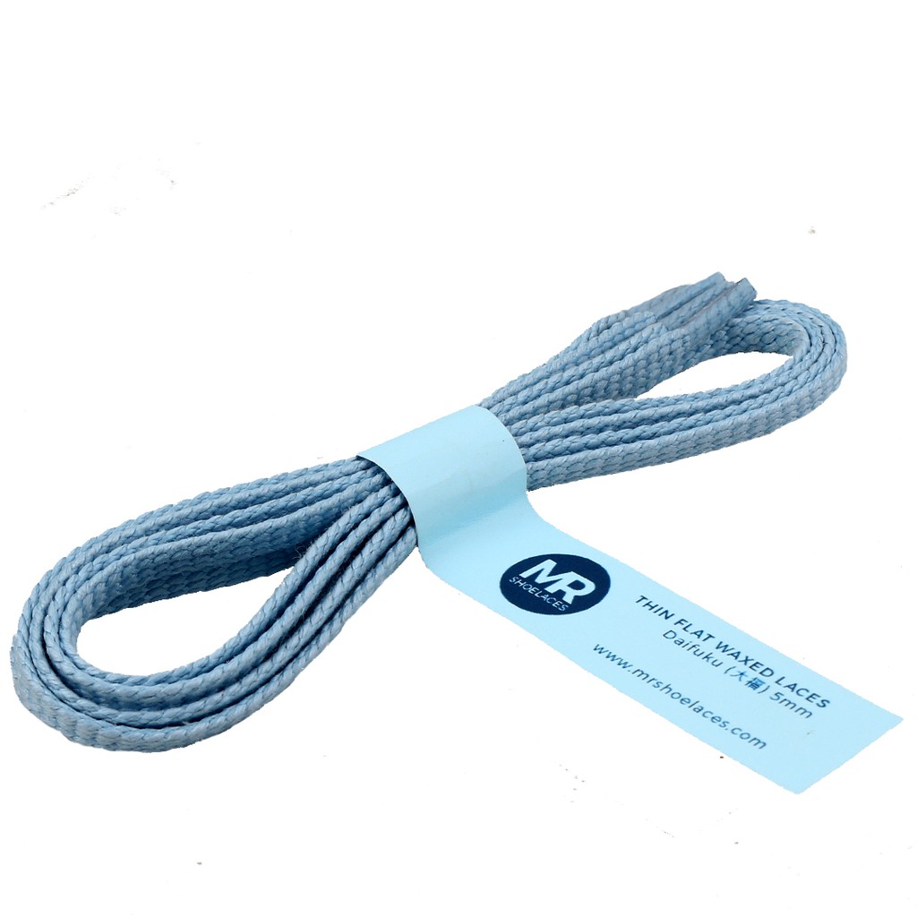 MR Shoelaces TH01 Daifuku (Biru Langit) Tali Sepatu Lilin Gepeng Thin 3-4mm (Waxed Laces) 50cm 80cm 120cm 150cm