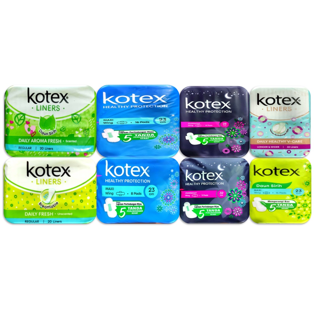 Pembalut Kotex All Varian Overnight, Maxi Slim, Daily Fresh, Liners Aloe Vera, Daily Healthy V-Care,