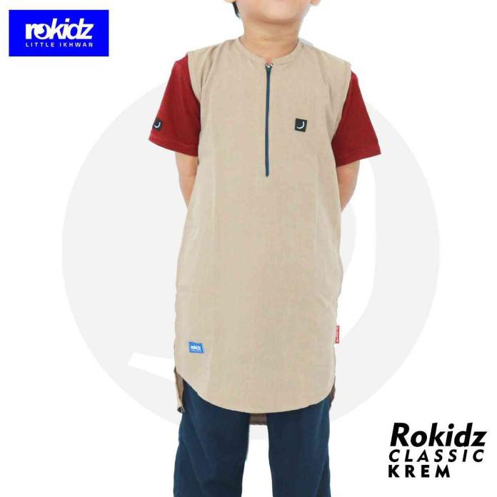 ROSAL CLASSIC / ROSAL ANAK / ROMPI ANAK / GAMIS ANAK / BAJU KOKO ANAK - krem, S KAD6