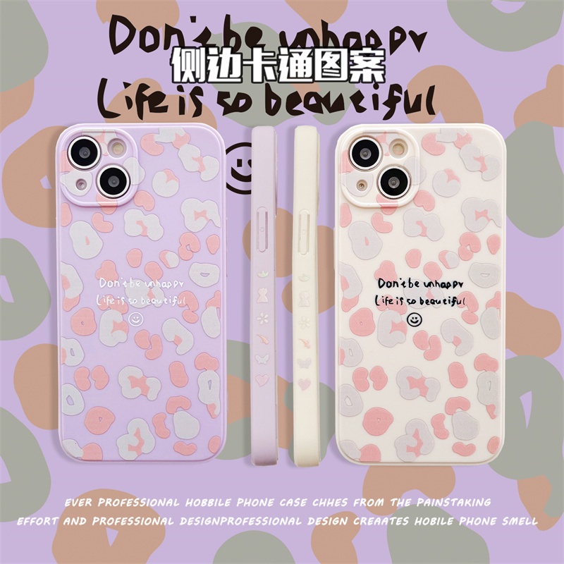 Soft Case Tpu Shockproof Motif print Kartun Graffiti Leopard Untuk Iphone 13 12 11 Pro Max XS XSMax XR SE 7P 8P 8 7 Plus