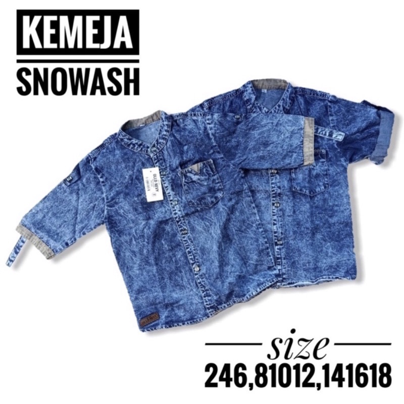 Kemeja anak snow wash premium