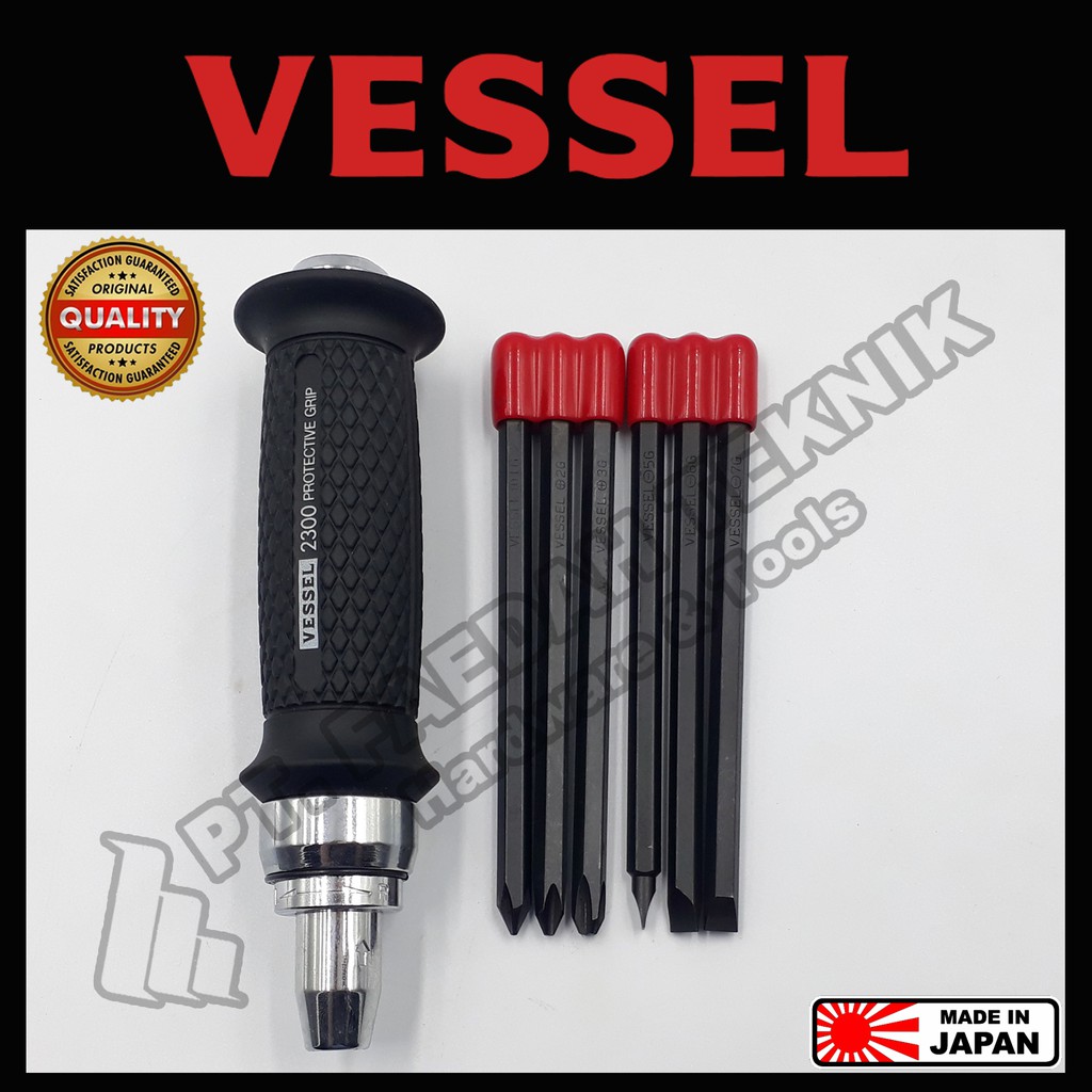 Vessel Impact Driver With Protective Grip 6.35mm (Obeng Ketok) Japan