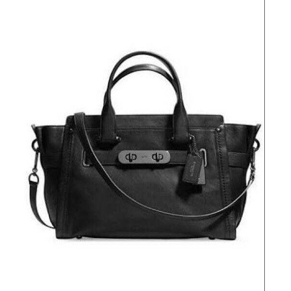 Coach Swagger 27 all Black Smooth Leather. Tas Branded Ori