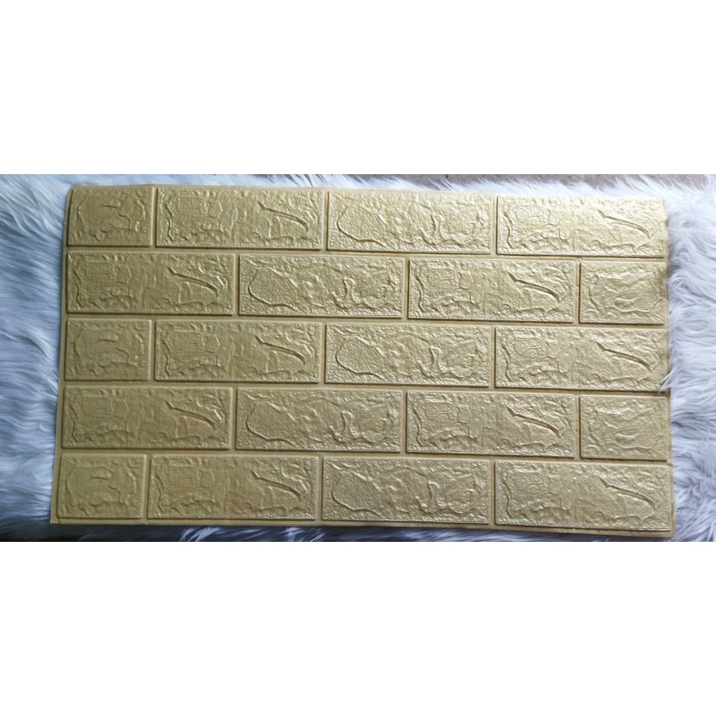 Wallpaper Dinding Foam 3D Kecil Motif Batu Bata / Wallpaper Dinding Foam DD509 [1KG=26PCS]-GOLD