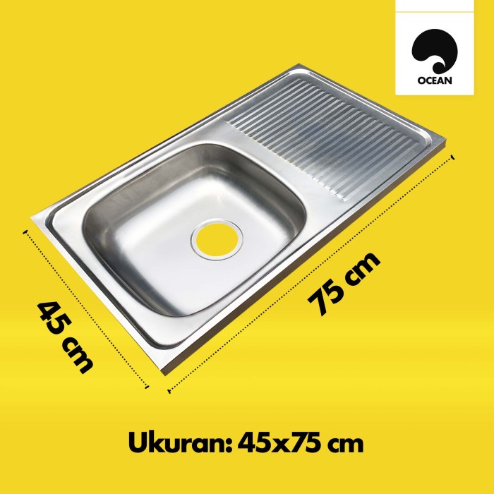 WASTAFEL CUCI PIRING  STAINLESS / BAK CUCI PIRING / KITCHEN SINK + SARINGAN &amp; AFUR | 75x45