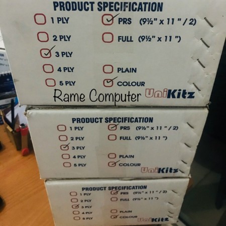 

KERTAS CONTINUE FORM RANGKAP 1 2 3 4 5 (9"1/2” x 11” ) FULL WARNA Unikitz