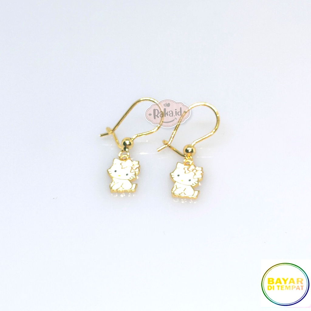 Anting Clip / Klip Desy Kitty Pita Pink Cat Mas Gold Perhiasan Aksesoris Wanita 733 NEW