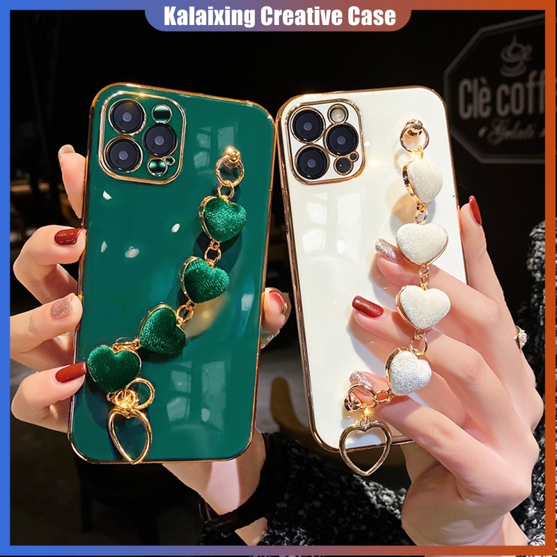 Soft Case Dengan Gelang Rantai Bahan Metal Untuk iPhone 13 Pro Max 12 MiNi 11 XR XS X 7 8 Plus SE 14 Pro Max