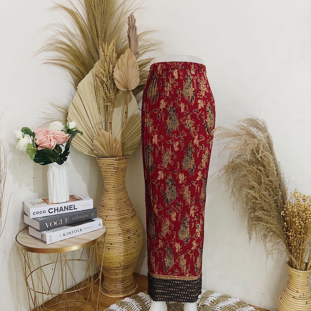 ROK BATIK PLISKET-Azalea Merah