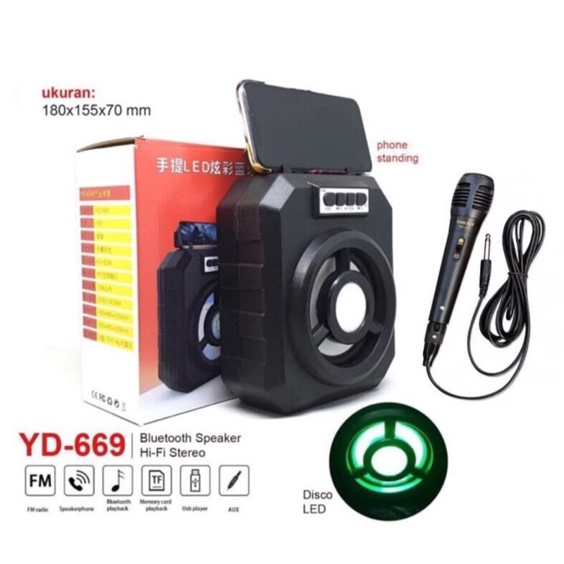 Speaker musik karaoke wireless bluetooth plus mic YD-669 universal