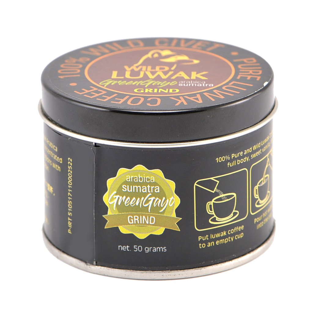 

Balitaza Pure Wild Luwak Coffee GreenGayo 50gr - Grind /small can - Kopi Luwak Greengayo