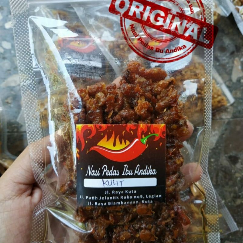 Kulit ayam & usus ayam pedas manis by Nasi Pedas Bu Andika 250 gr & 500 gr