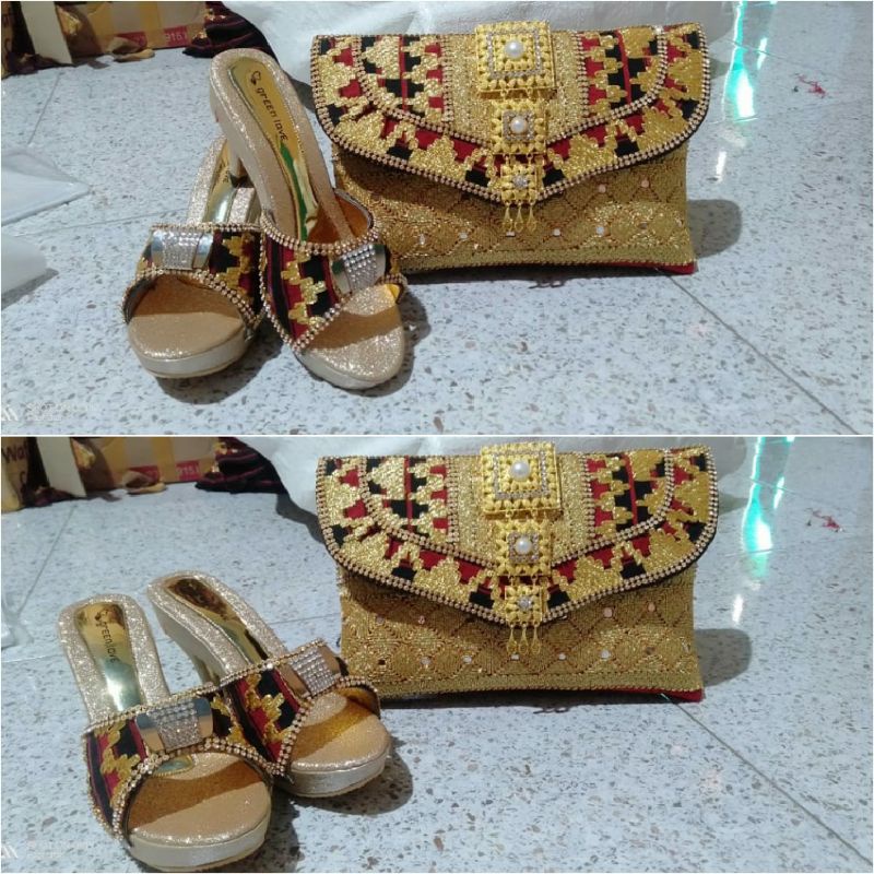 [BISA COD] Heels Sandal + Clutch M Tapis Lampung