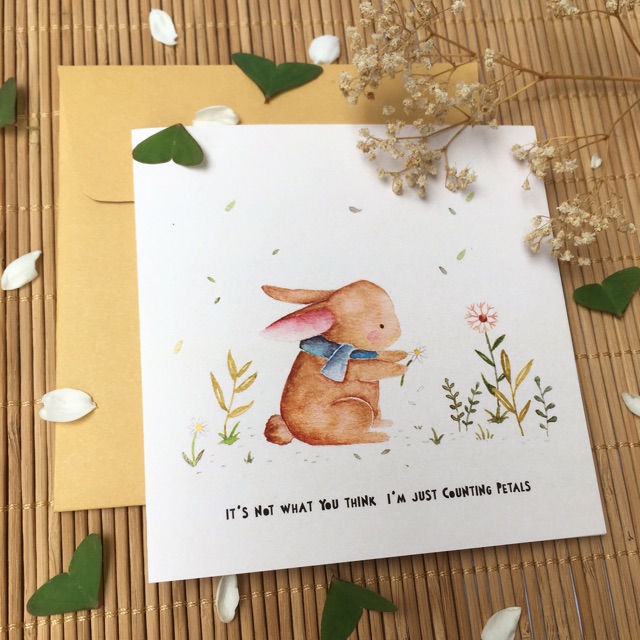 

Kartu ucapan watercolor lucu - counting petals by Mentol Art