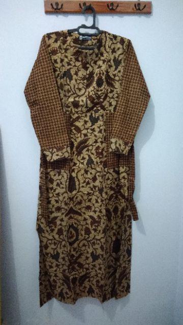Batik Gamis Sogan Kombinasi Truntum Etnic Ramadhan Exclusive