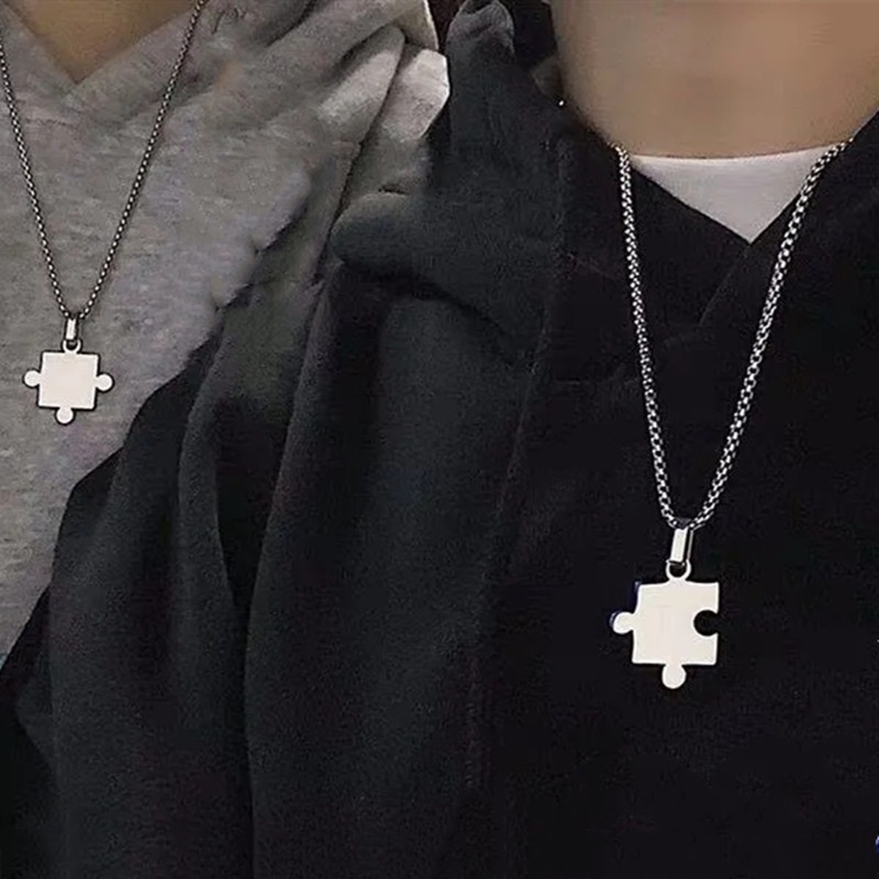 Kalung Model Puzzle Jumping Gaya Hip Hop Untuk Aksesoris Pasangan