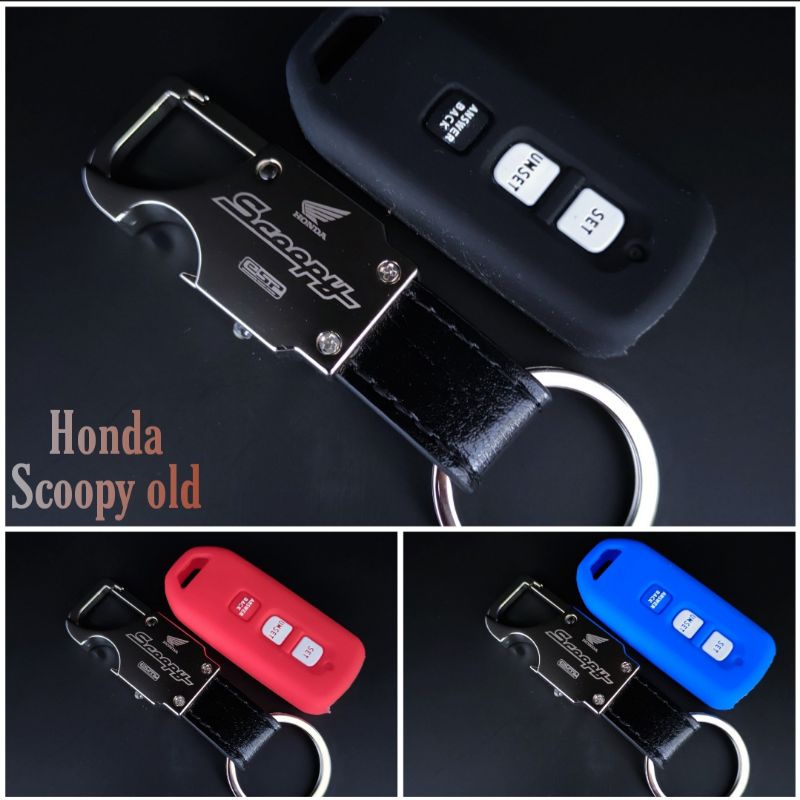 GANTUNGAN KUNCI MOTOR HONDA SCOOPY PAKET SARUNG SILIKON-Silikon