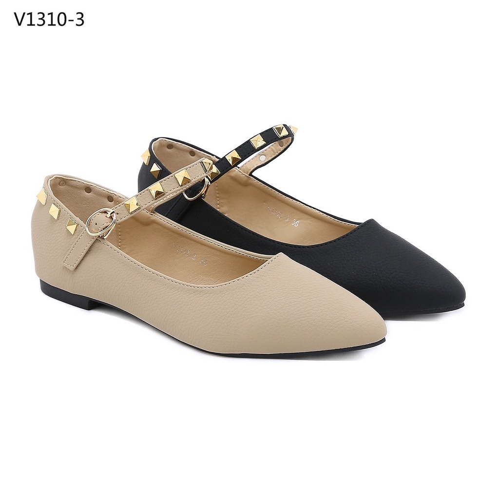 V Leather Flats V1310-3