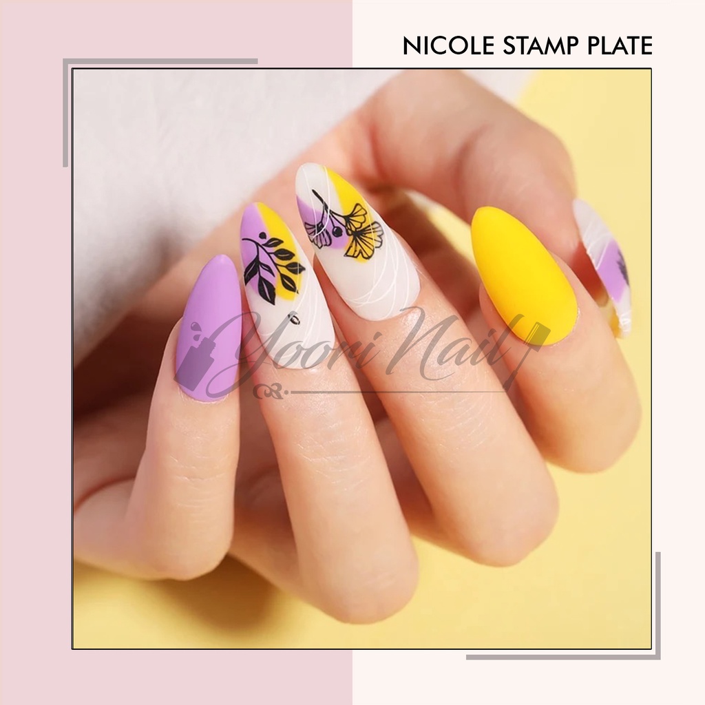 Nicole stamp plate flower christmas abstrak liner stamping plate nicole nail template