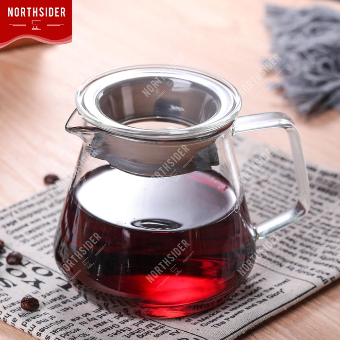 COFFEE SERVER KOPI BOROSILICATE GLASS POUR OVER 400ML &amp; 500ML with LID
