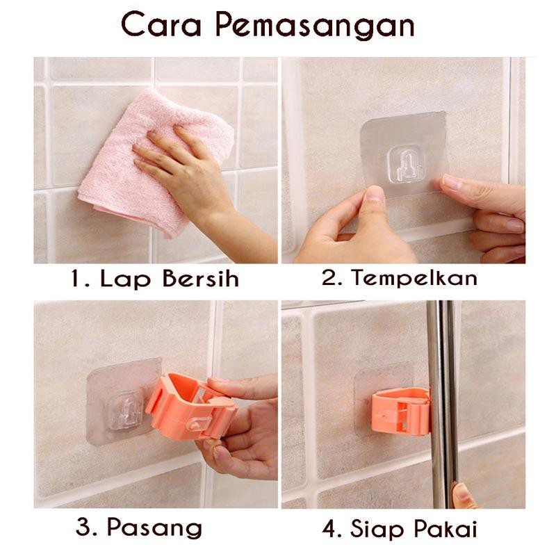 HOVELSHOP Gantungan Pel Sapu Magic Hook Peralatan Rumah Tangga