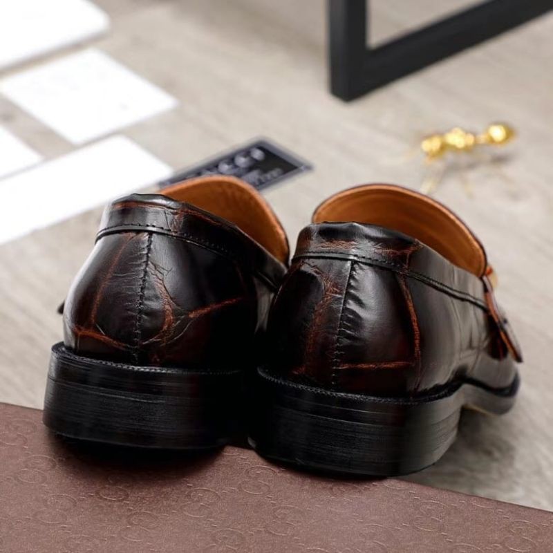 sepatu gucci pantofel mirror quality formal kantor resmi shoes leather brown coklat croco pria