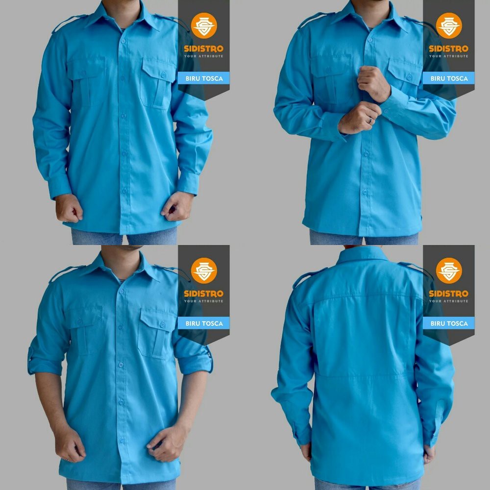 DIJUAL Kemeja Seragam Kerja - Kemeja Lapangan - Kemeja Biru Muda - Tosca