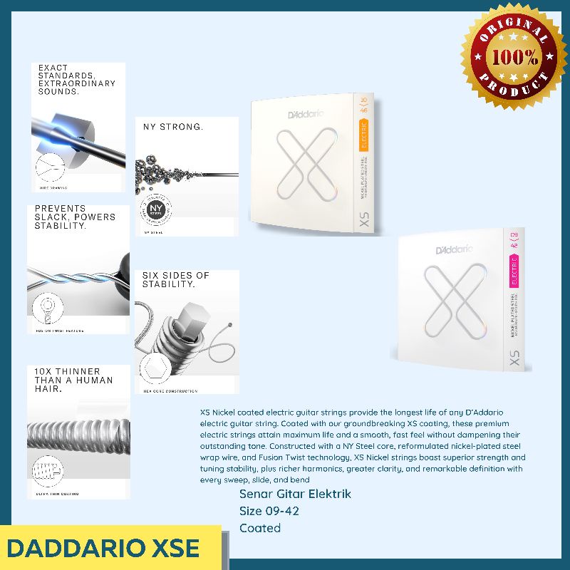 SENAR GITAR DADDARIO XS ELEKTRIK XSE D'ADDARIO XSE COATED