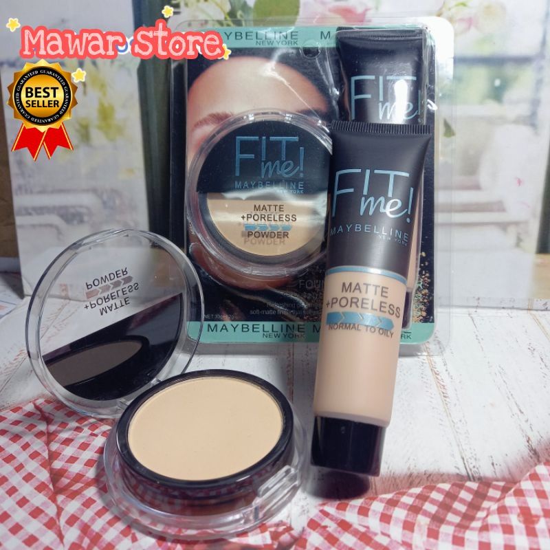 Mw Paket set Maybelline Fondation Bedak Fit Me free Tas Pouch