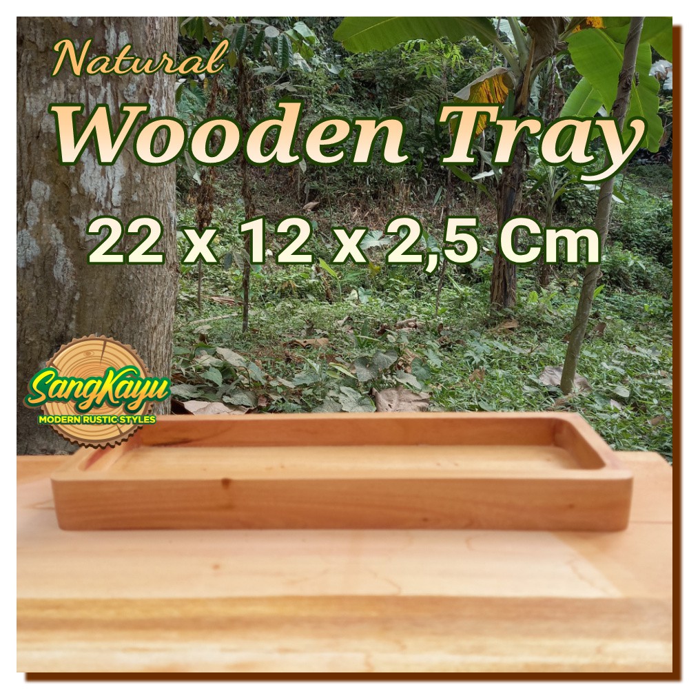 wooden tray 22x12x2,5cm nampan kayu nampan saji unik rustic vintage