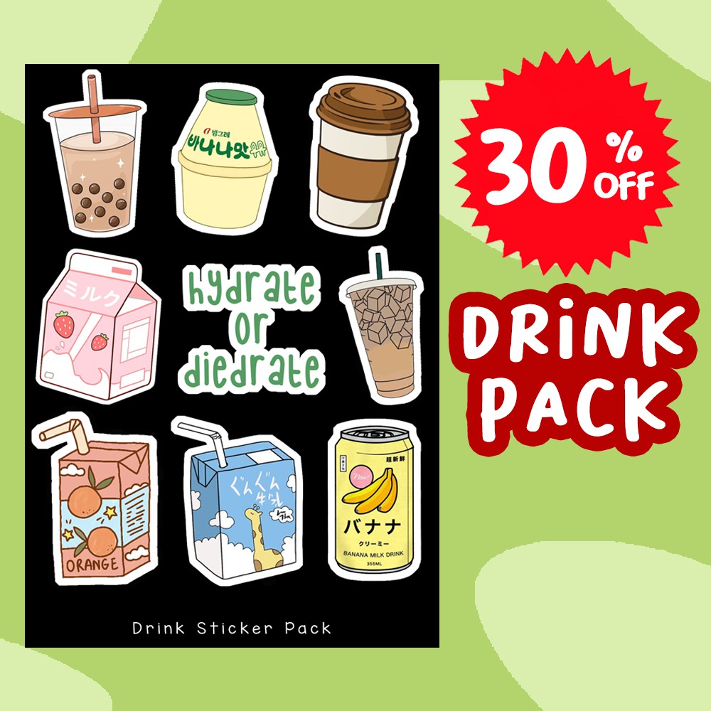 

[30% OFF] STICKER SET DRINK AESTHETIC LUCU MURAH SUDAH CUTTING