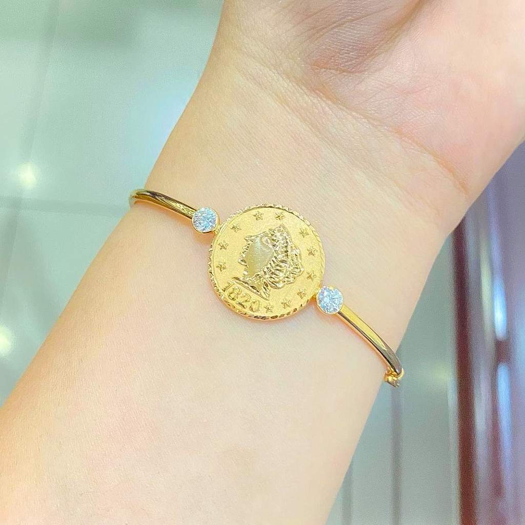 Gelang tangan anak dan dewasa emas asli kadar 700 70 16k bulat coin koin logam victorian vintage permata gold 4 gram gr g