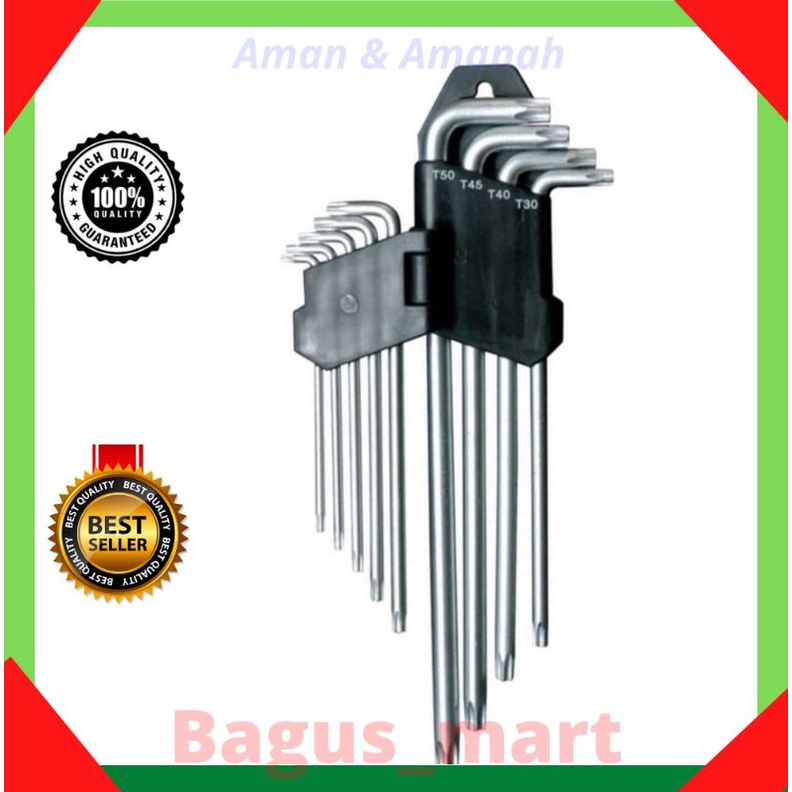 Krisbow Set Kunci L Torx T10-t50 9 Pcs / set konci L Bintang