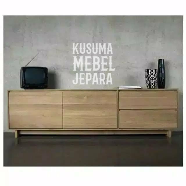 Meja TV Kabinet Retro Kayu Jati No 8 (Panjang 150cm, Tinggi 60cm)