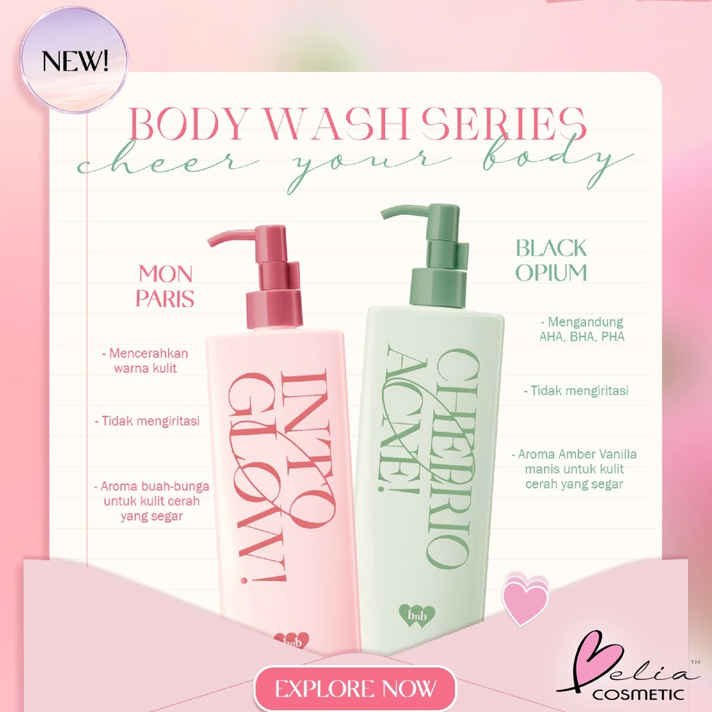 ❤ BELIA ❤ BNB Barenbliss Brightening &amp; Calming Body Wash 400 ml &amp; Body Serum 300 ml - Sabun Mandi Cair | BPOM