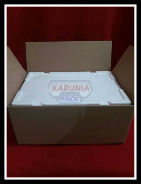 

Kardus dan box styrofoam 40×26×17 cm / Dus karton Box Sterofom