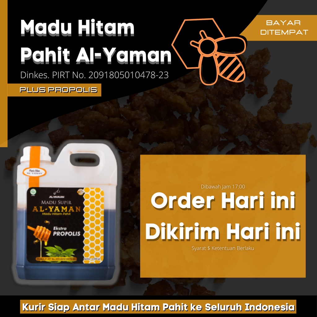 Paket Paman Eko Pahit Manis Ekonomis Madu Hitam Pahit plus Propolis 1Kg + Madu Super Ekstra Propolis 500gram Untuk Booster Imun dan Mejaga Daya Tahan Tubuh Di masa Pandemi