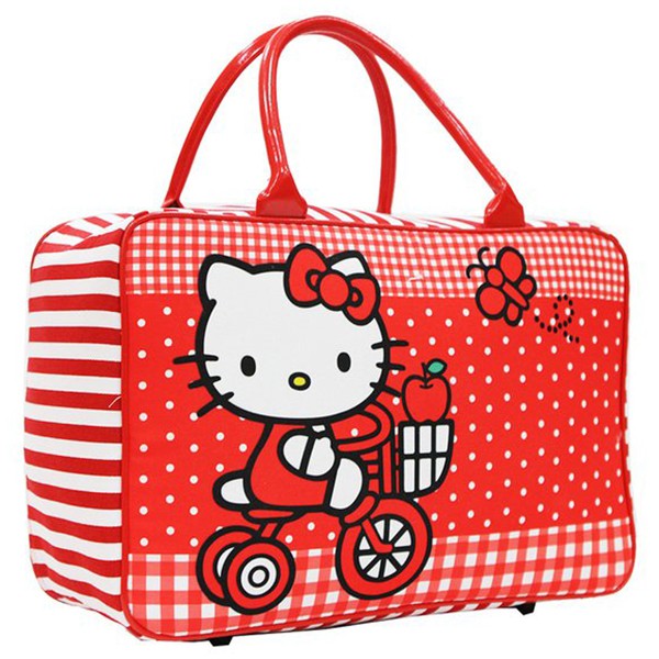 Travel Bag Anak Karakter Hello Kitty Sepeda Bahan Kanvas 