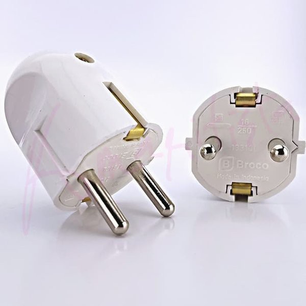 BROCO STEKER ARDE / 2P PUTIH 13110 1311055 COLOKAN BULAT colokan listrik steker listrik cop listrik