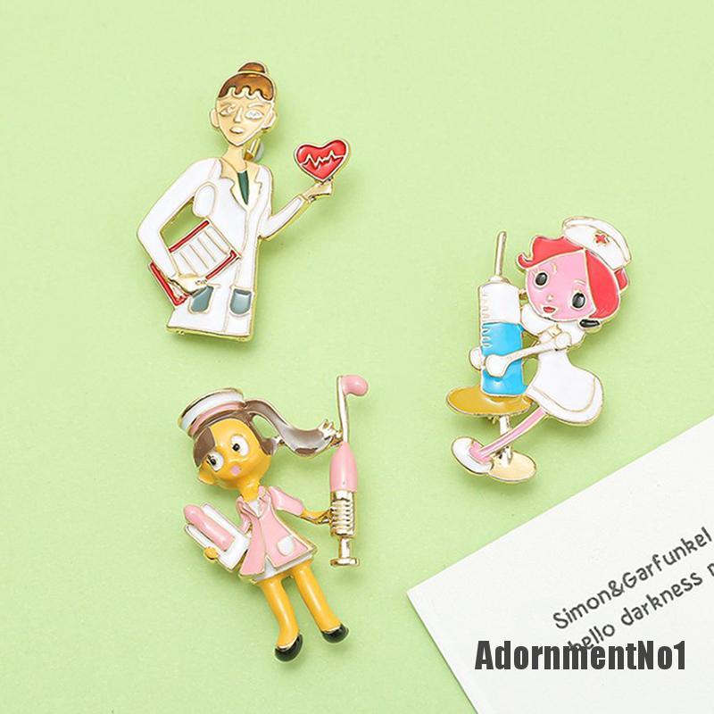 (Adornmentno1) Bros Pin Enamel Desain Kartun Dokter / Perawat