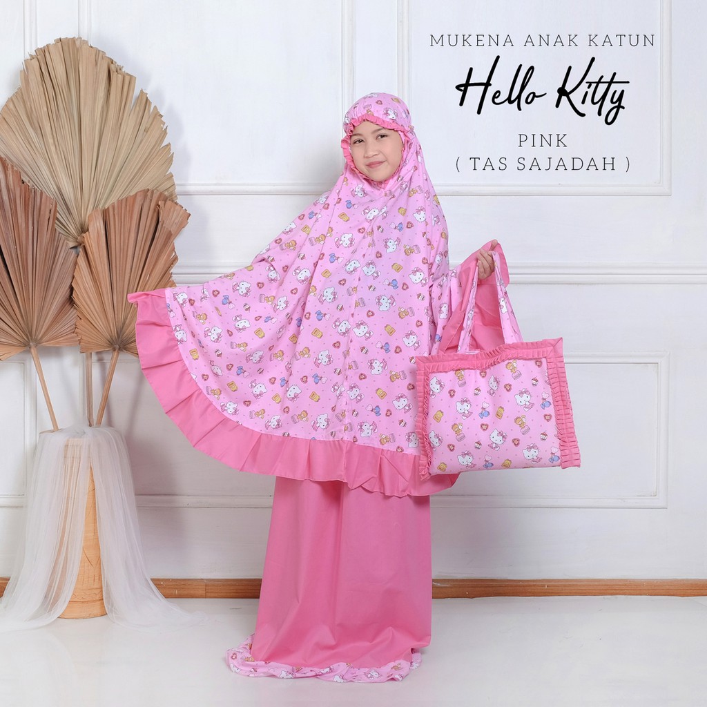 PUSAT MUKENA TASIK - MUKENA ANAK KATUN TAS SAJADAH MOTIF HELLOKITTY