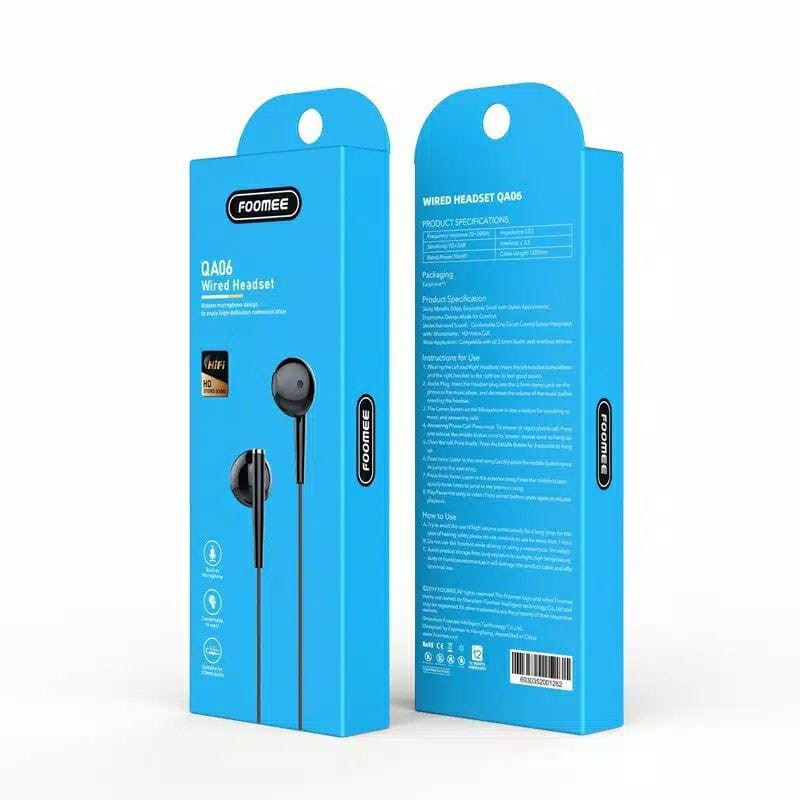 C_   Earphone Foomee QA06 Wired headset