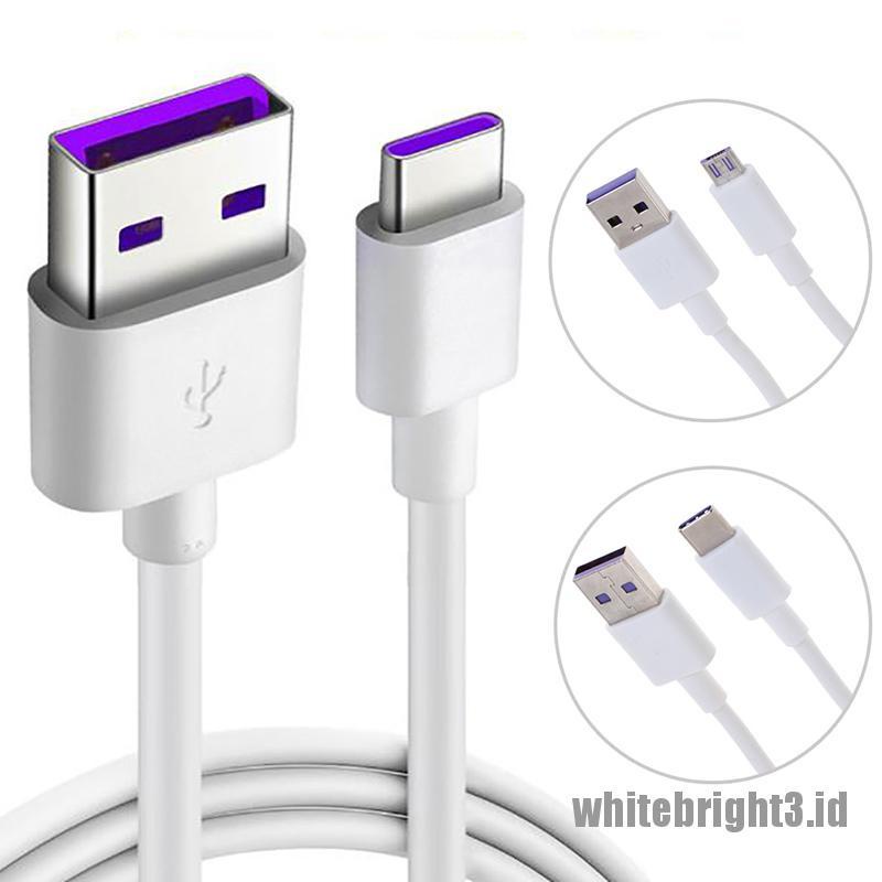 &lt; White3 &gt; Kabel Data / Charger Micro USB / Tipe-c 5A Fast Charging Untuk Android