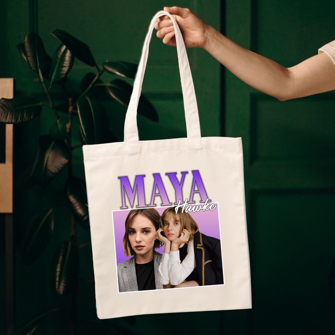 Maya Hawke Homage Purple Aesthetic Totebag Canvas - Maya Hawke Tote Bag