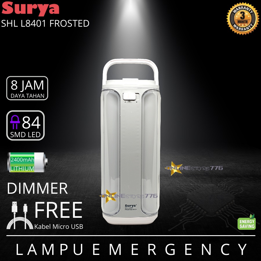 LAMPU EMERGENCY SURYA / SHL L8401 FROSTED / LAMPU EMERGENCY LED / EMERGENCY LAMP / SURYA / SHL L8401 / RECHARGEABLE