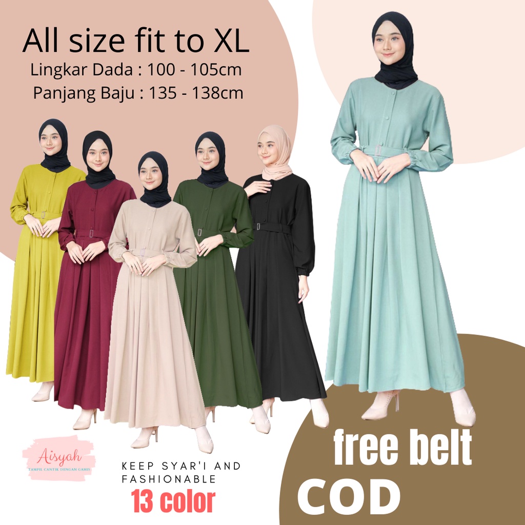 Gamis terbaru wanita remaja muslimah moscrepe allsize syari  gaun hitam muslimah pakaian perempuan a