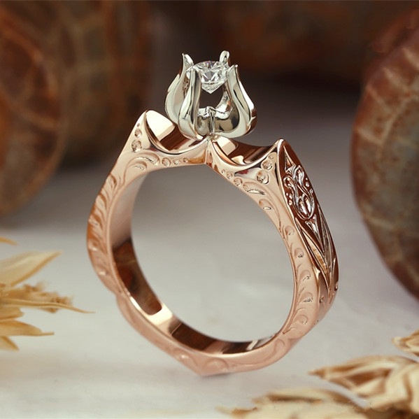 Cincin Bahan Sterling Silver 925 Desain Bunga Kreatif Untuk Wanita