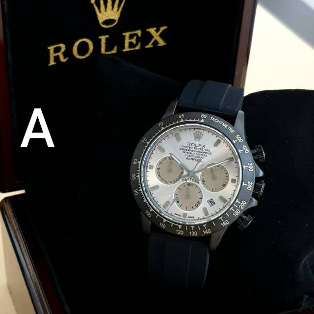 JAM TANGAN PRIA ROLEX CHRONO AKTIF TGL AKTIF RUBBER SEMI SUPER