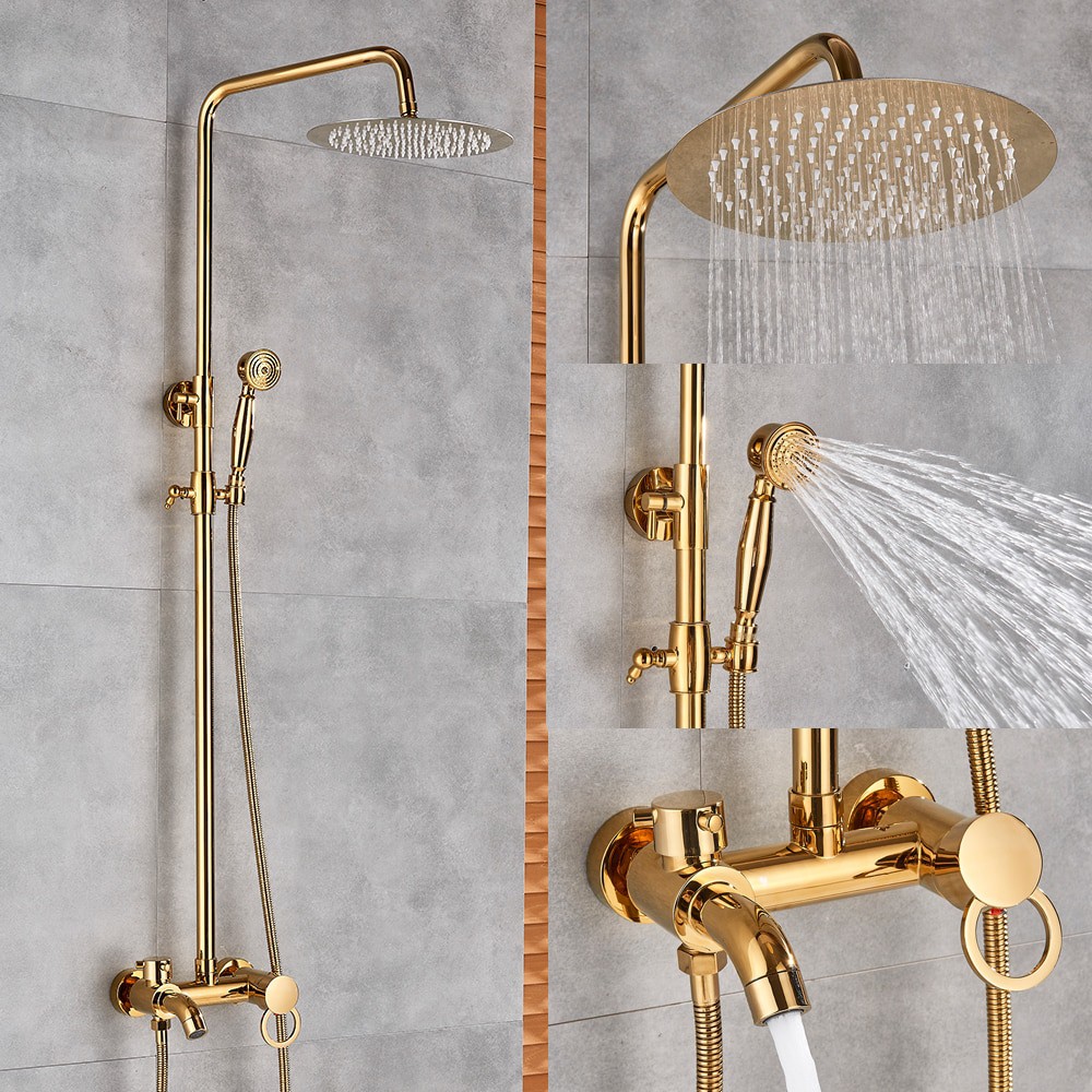 Bathroom Faucets Luxury Gold Brass Bathroom Faucet Mixer Tap Wall Mounted Hand Held Shower Head Shopee Indonesia Bathroom Faucets Luxury Gold Brass Bathroom Faucet Mixer Tap Wall Mounted Hand Held Shower Head Shopee Indonesia
